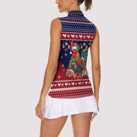 Rooster Through The Snow Christmas Women Sleeveless Polo Shirt Xmas Holiday Patterns - Wonder Print Shop