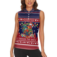 Rooster Through The Snow Christmas Women Sleeveless Polo Shirt Xmas Holiday Patterns - Wonder Print Shop