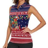 Rooster Through The Snow Christmas Women Sleeveless Polo Shirt Xmas Holiday Patterns - Wonder Print Shop