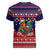 Rooster Through The Snow Christmas Women V-Neck T-Shirt Xmas Holiday Patterns - Wonder Print Shop