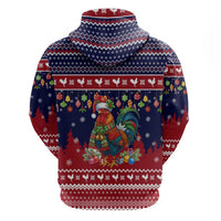 Rooster Through The Snow Christmas Zip Hoodie Xmas Holiday Patterns - Wonder Print Shop