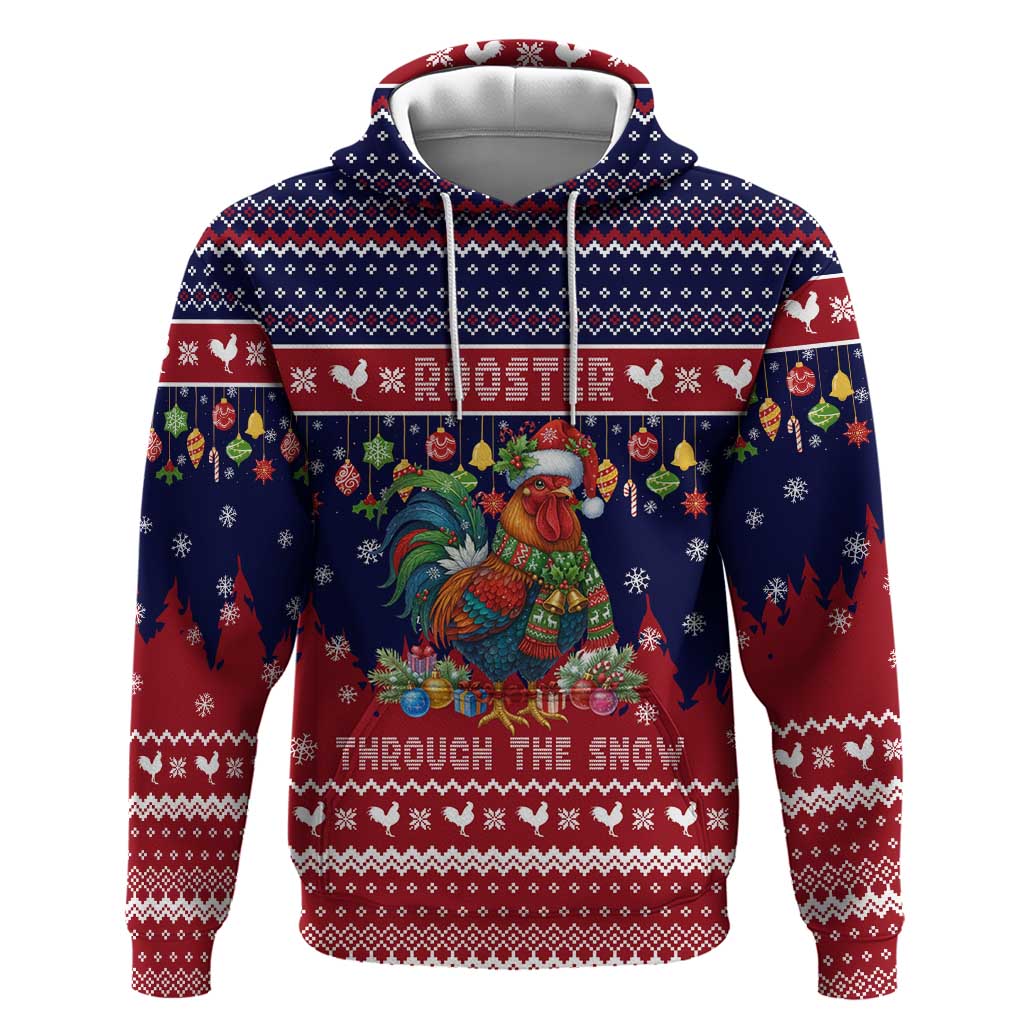 Rooster Through The Snow Christmas Zip Hoodie Xmas Holiday Patterns - Wonder Print Shop