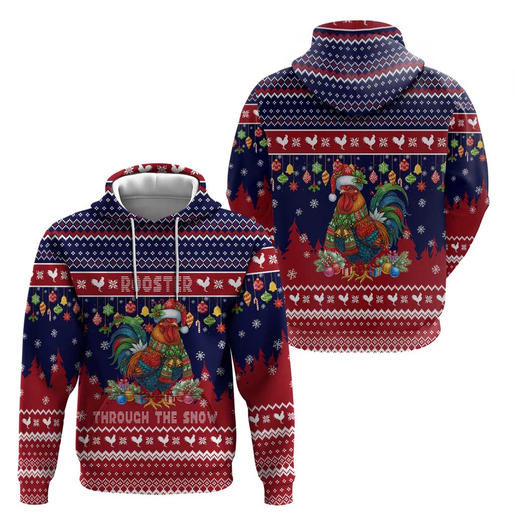 Rooster Through The Snow Christmas Zip Hoodie Xmas Holiday Patterns - Wonder Print Shop