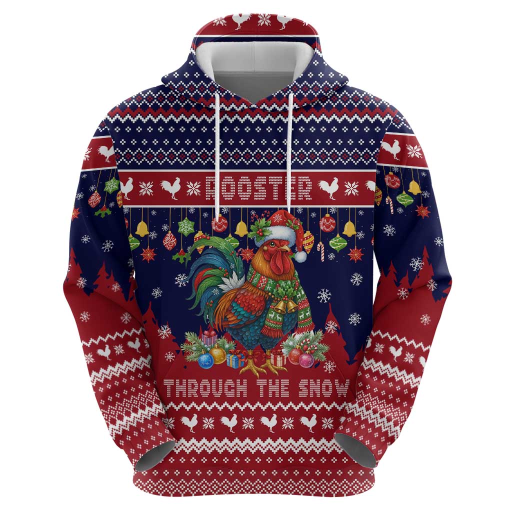 Rooster Through The Snow Christmas Zip Hoodie Xmas Holiday Patterns - Wonder Print Shop