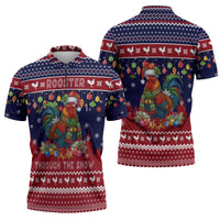 Rooster Through The Snow Christmas Zipper Polo Shirt Xmas Holiday Patterns - Wonder Print Shop