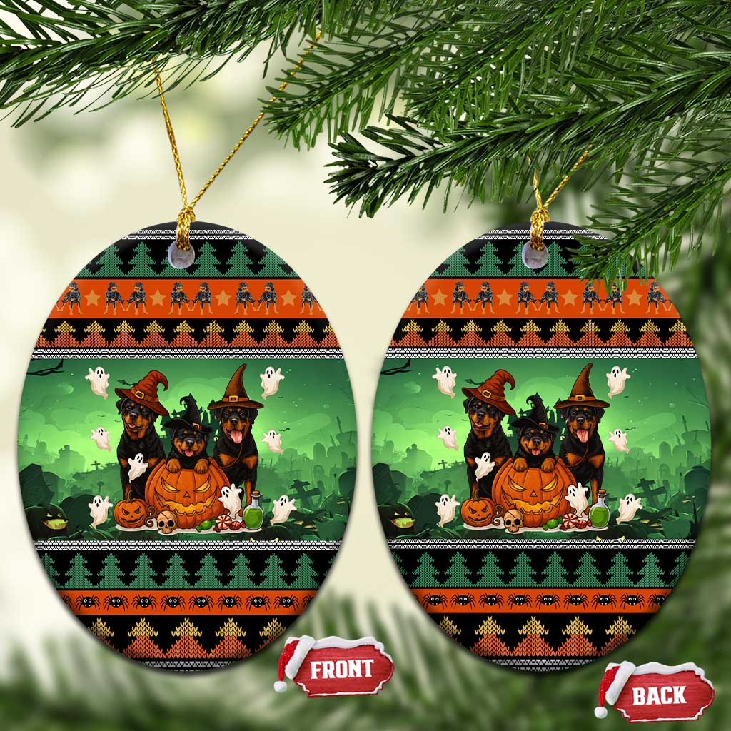 Rottweiler Christmas Ceramic Ornament Xmas Holiday Patterns - Wonder Print Shop