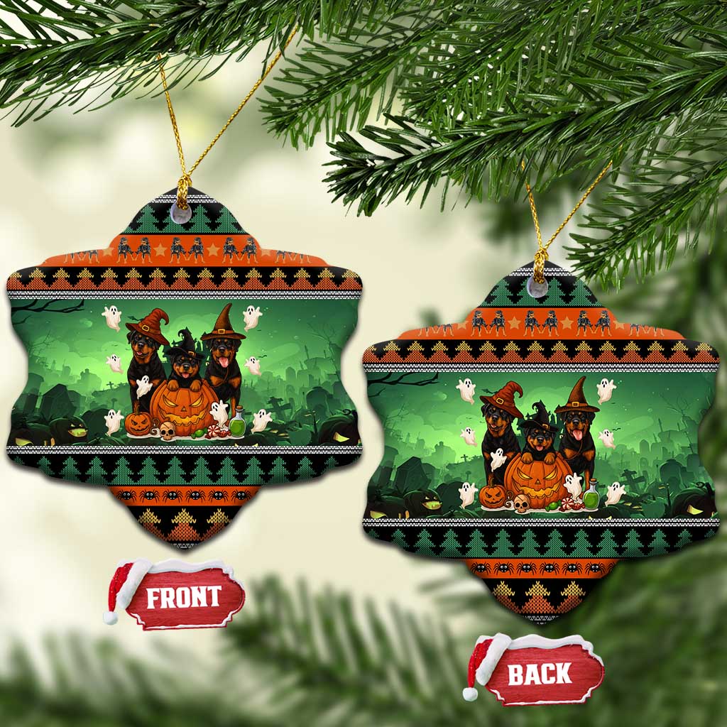 Rottweiler Christmas Ceramic Ornament Xmas Holiday Patterns - Wonder Print Shop
