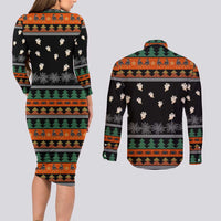 Rottweiler Christmas Couples Matching Long Sleeve Bodycon Dress and Long Sleeve Button Shirt Xmas Holiday Patterns - Wonder Print Shop