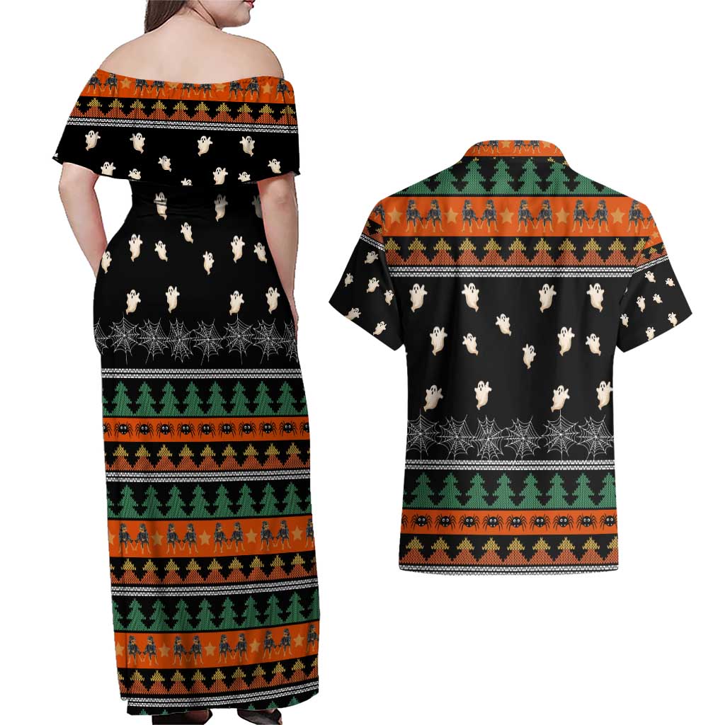 Rottweiler Christmas Couples Matching Off Shoulder Maxi Dress and Hawaiian Shirt Xmas Holiday Patterns - Wonder Print Shop