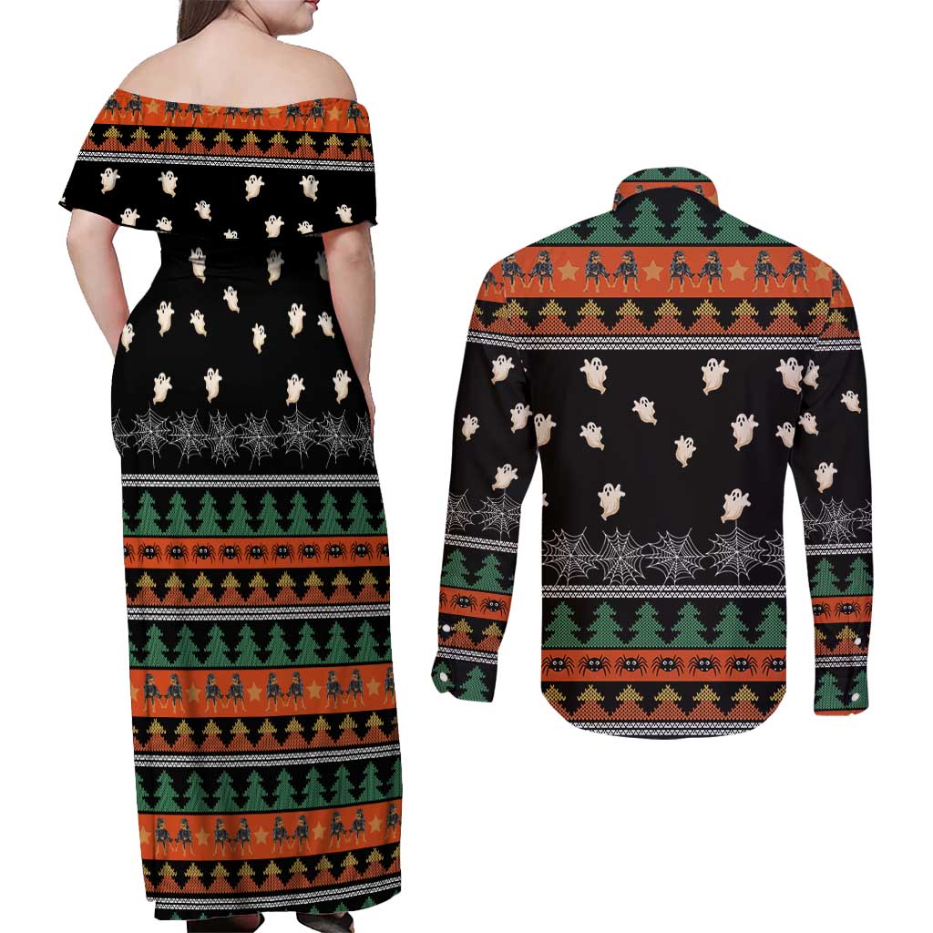 Rottweiler Christmas Couples Matching Off Shoulder Maxi Dress and Long Sleeve Button Shirt Xmas Holiday Patterns - Wonder Print Shop