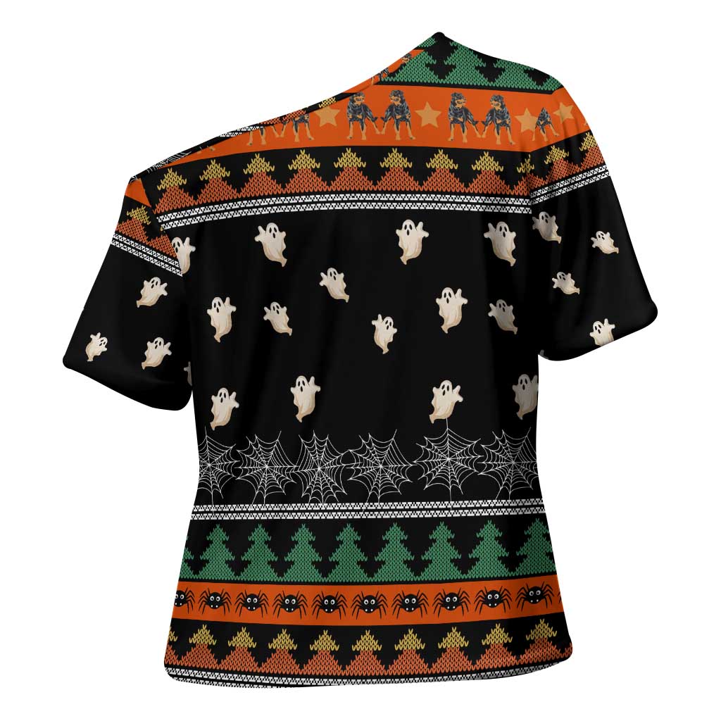 Rottweiler Christmas Cross Shoulder Shirt Xmas Holiday Patterns - Wonder Print Shop