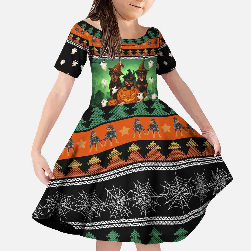 Rottweiler Christmas Family Matching Long Sleeve Bodycon Dress and Hawaiian Shirt Xmas Holiday Patterns - Wonder Print Shop