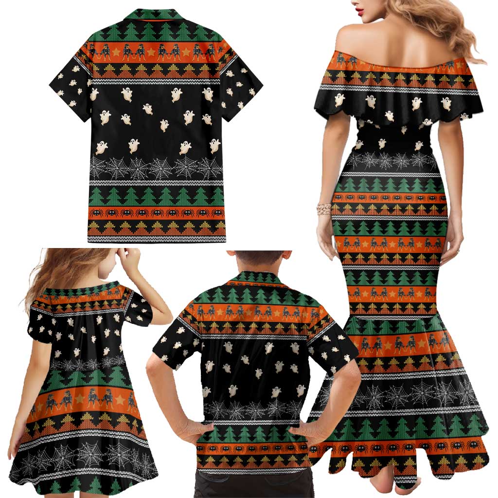 Rottweiler Christmas Family Matching Mermaid Dress and Hawaiian Shirt Xmas Holiday Patterns - Wonder Print Shop