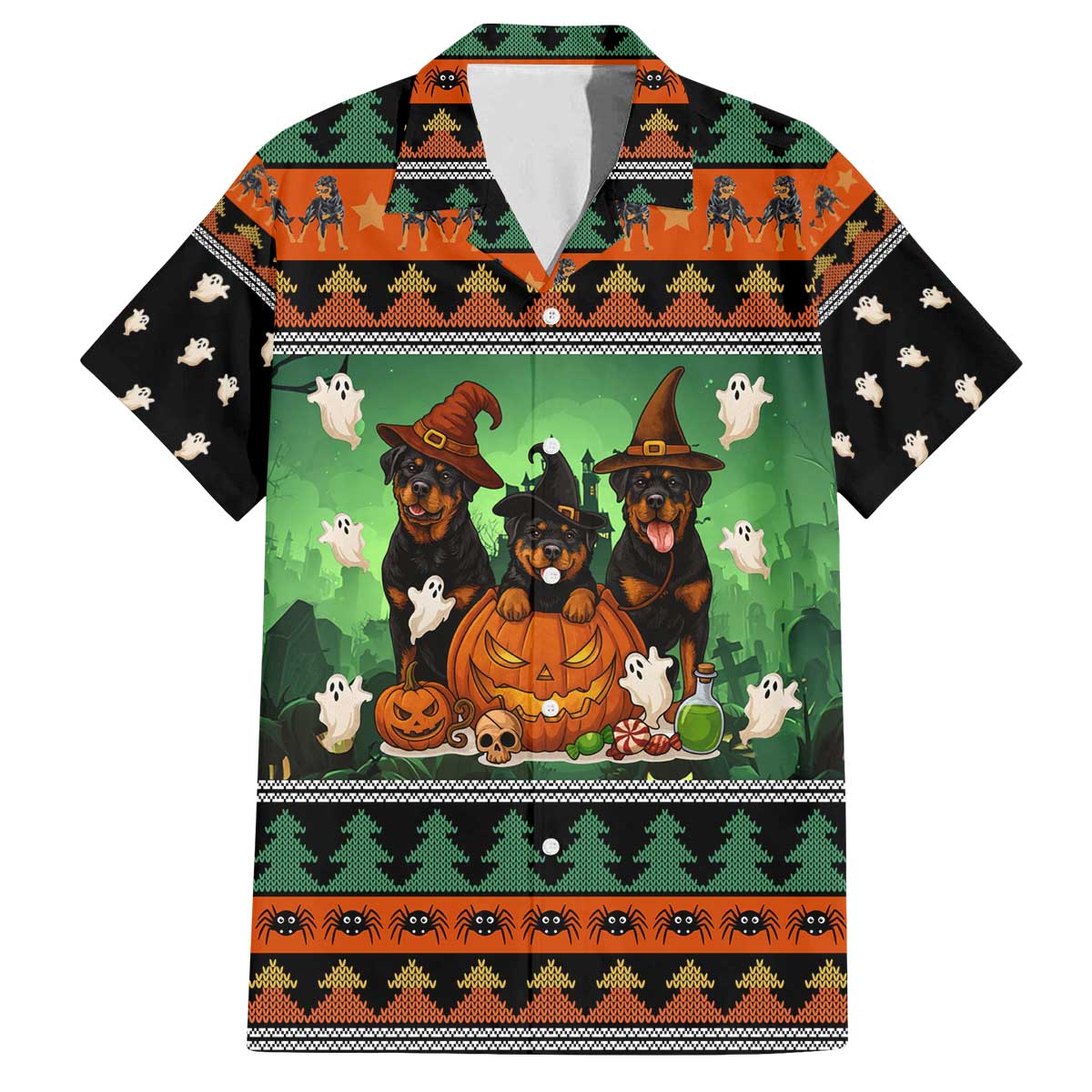Rottweiler Christmas Family Matching Off The Shoulder Long Sleeve Dress and Hawaiian Shirt Xmas Holiday Patterns - Wonder Print Shop
