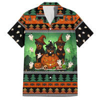 Rottweiler Christmas Family Matching Off The Shoulder Long Sleeve Dress and Hawaiian Shirt Xmas Holiday Patterns - Wonder Print Shop