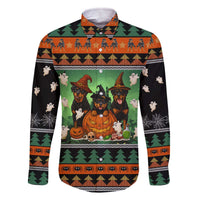 Rottweiler Christmas Family Matching Off The Shoulder Long Sleeve Dress and Hawaiian Shirt Xmas Holiday Patterns - Wonder Print Shop