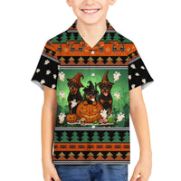 Rottweiler Christmas Family Matching Off The Shoulder Long Sleeve Dress and Hawaiian Shirt Xmas Holiday Patterns - Wonder Print Shop