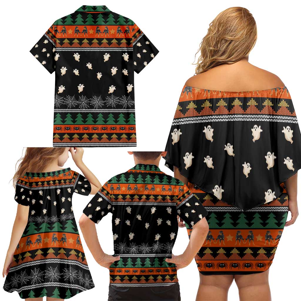 Rottweiler Christmas Family Matching Off Shoulder Short Dress and Hawaiian Shirt Xmas Holiday Patterns - Wonder Print Shop
