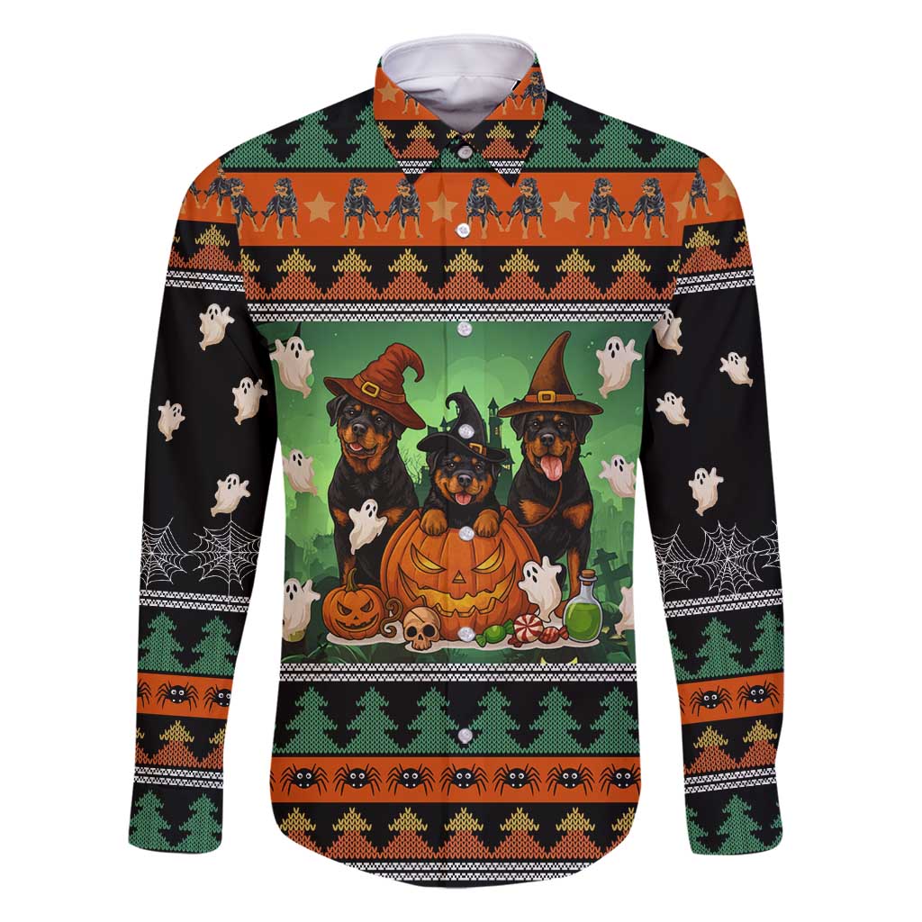 Rottweiler Christmas Family Matching Off Shoulder Short Dress and Hawaiian Shirt Xmas Holiday Patterns - Wonder Print Shop