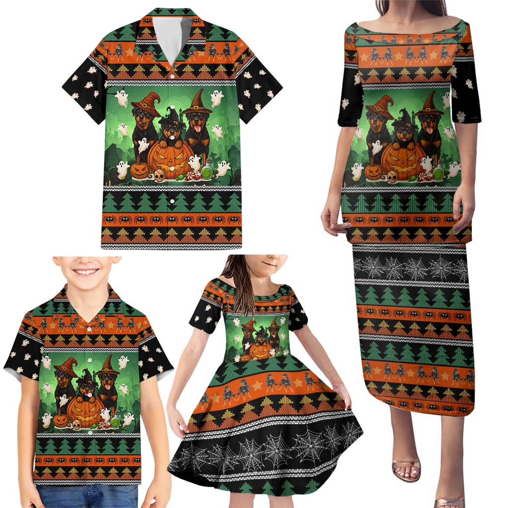 Rottweiler Christmas Family Matching Puletasi and Hawaiian Shirt Xmas Holiday Patterns - Wonder Print Shop
