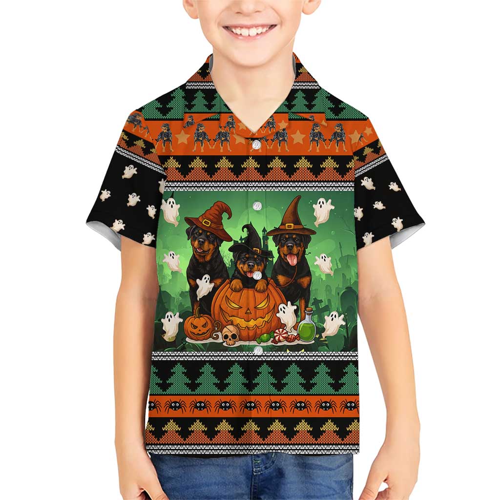 Rottweiler Christmas Family Matching Short Sleeve Bodycon Dress and Hawaiian Shirt Xmas Holiday Patterns - Wonder Print Shop