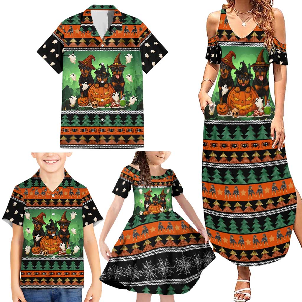 Rottweiler Christmas Family Matching Summer Maxi Dress and Hawaiian Shirt Xmas Holiday Patterns - Wonder Print Shop