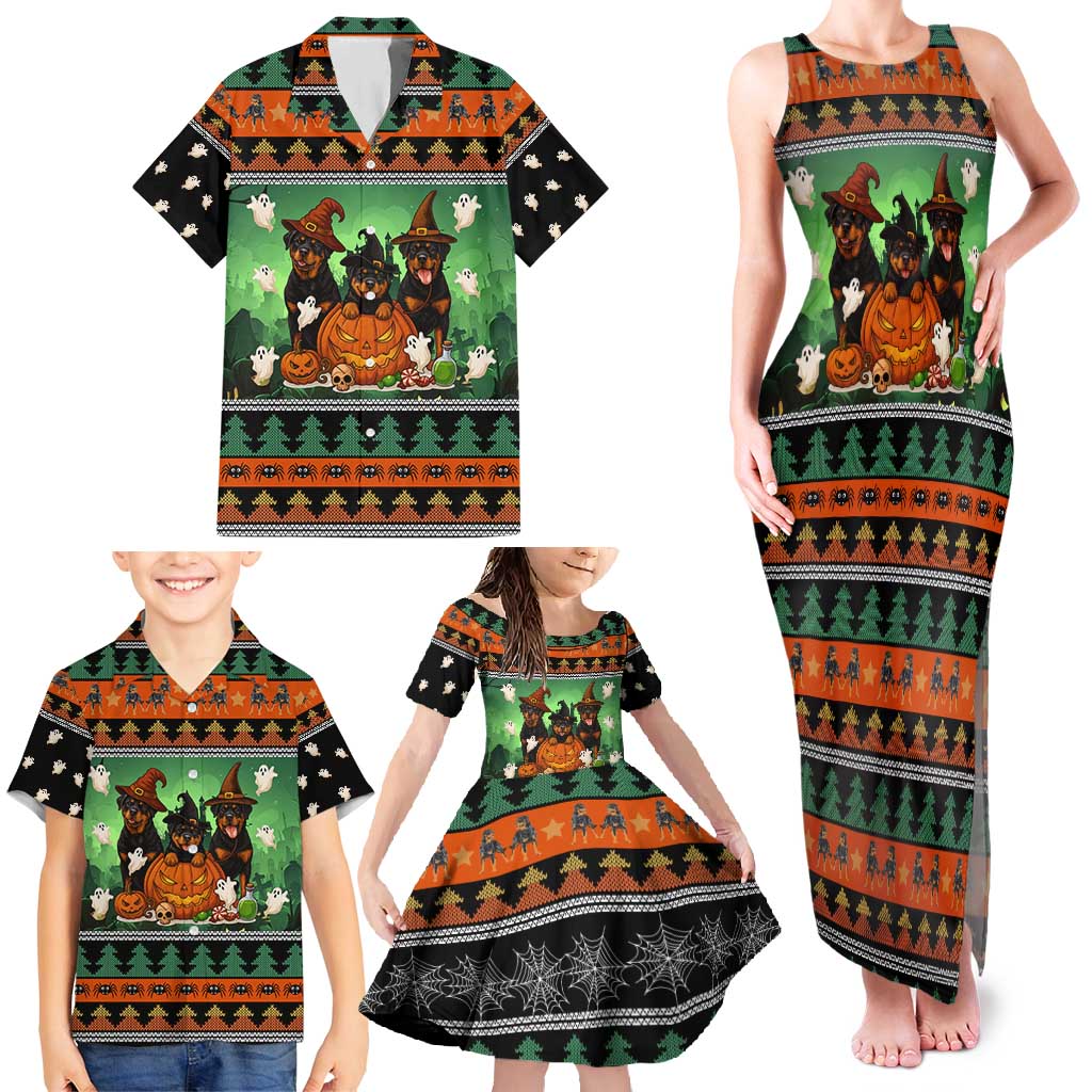 Rottweiler Christmas Family Matching Tank Maxi Dress and Hawaiian Shirt Xmas Holiday Patterns - Wonder Print Shop