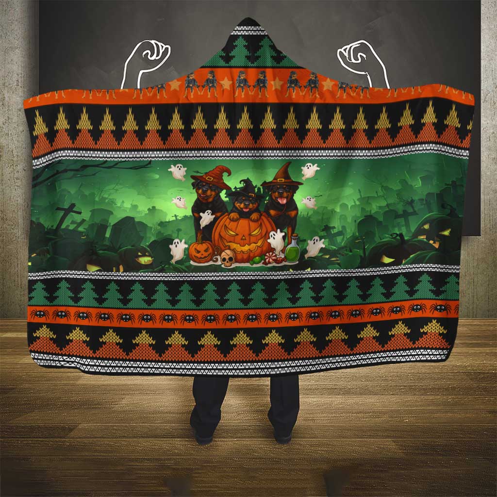 Rottweiler Christmas Hooded Blanket Xmas Holiday Patterns - Wonder Print Shop