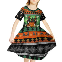 Rottweiler Christmas Kid Short Sleeve Dress Xmas Holiday Patterns - Wonder Print Shop