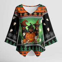 Rottweiler Christmas Kimono Sleeve Blouse Xmas Holiday Patterns - Wonder Print Shop