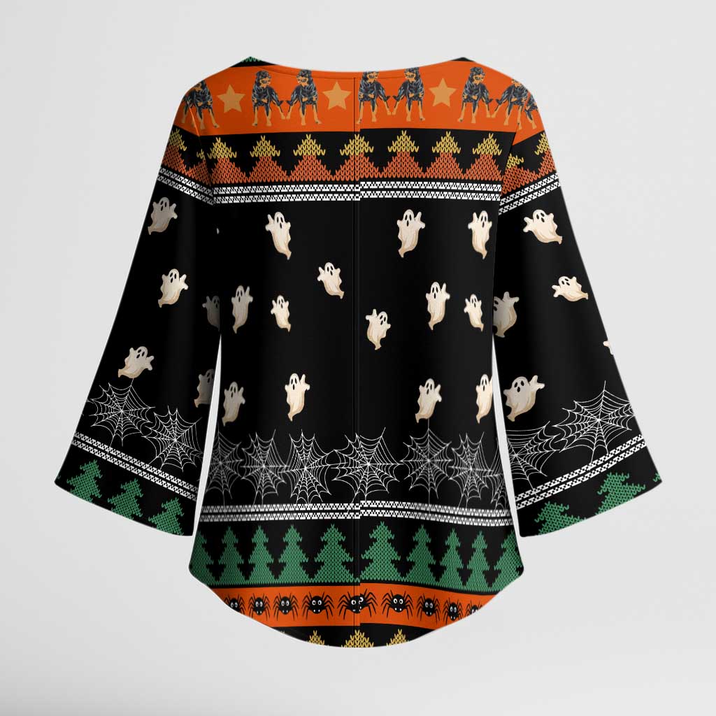 Rottweiler Christmas Kimono Sleeve Blouse Xmas Holiday Patterns - Wonder Print Shop