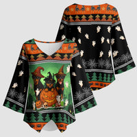 Rottweiler Christmas Kimono Sleeve Blouse Xmas Holiday Patterns - Wonder Print Shop
