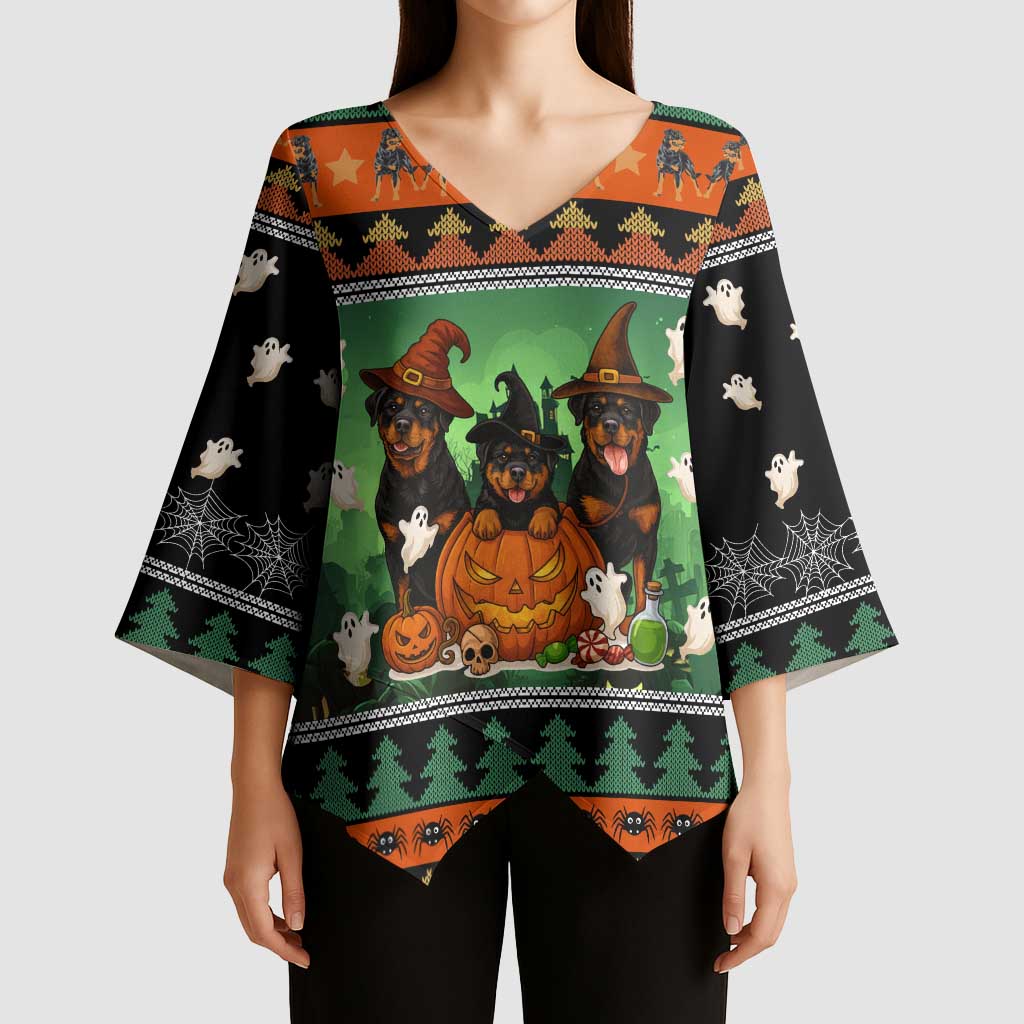 Rottweiler Christmas Kimono Sleeve Blouse Xmas Holiday Patterns - Wonder Print Shop