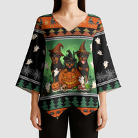 Rottweiler Christmas Kimono Sleeve Blouse Xmas Holiday Patterns - Wonder Print Shop