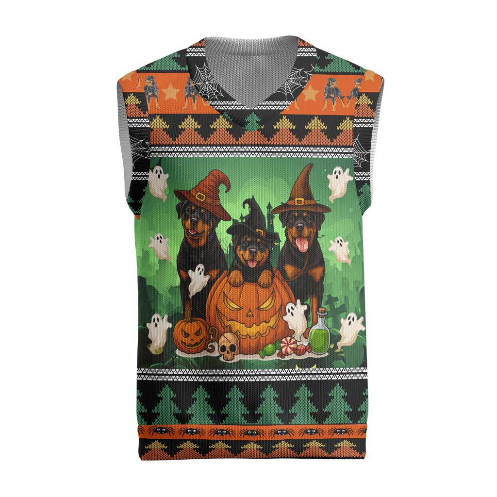 Rottweiler Christmas Knitted V-Neck Vest Xmas Holiday Patterns - Wonder Print Shop