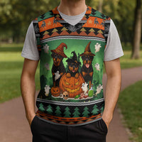 Rottweiler Christmas Knitted V-Neck Vest Xmas Holiday Patterns - Wonder Print Shop