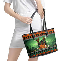 Rottweiler Christmas Leather Tote Bag Xmas Holiday Patterns - Wonder Print Shop