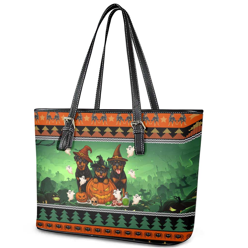Rottweiler Christmas Leather Tote Bag Xmas Holiday Patterns - Wonder Print Shop