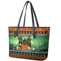 Rottweiler Christmas Leather Tote Bag Xmas Holiday Patterns - Wonder Print Shop