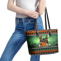 Rottweiler Christmas Leather Tote Bag Xmas Holiday Patterns - Wonder Print Shop