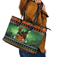 Rottweiler Christmas Leather Tote Bag Xmas Holiday Patterns - Wonder Print Shop