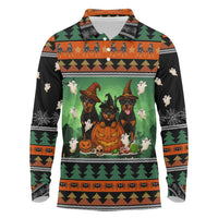 Rottweiler Christmas Long Sleeve Polo Shirt Xmas Holiday Patterns - Wonder Print Shop