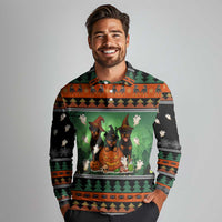 Rottweiler Christmas Long Sleeve Polo Shirt Xmas Holiday Patterns - Wonder Print Shop