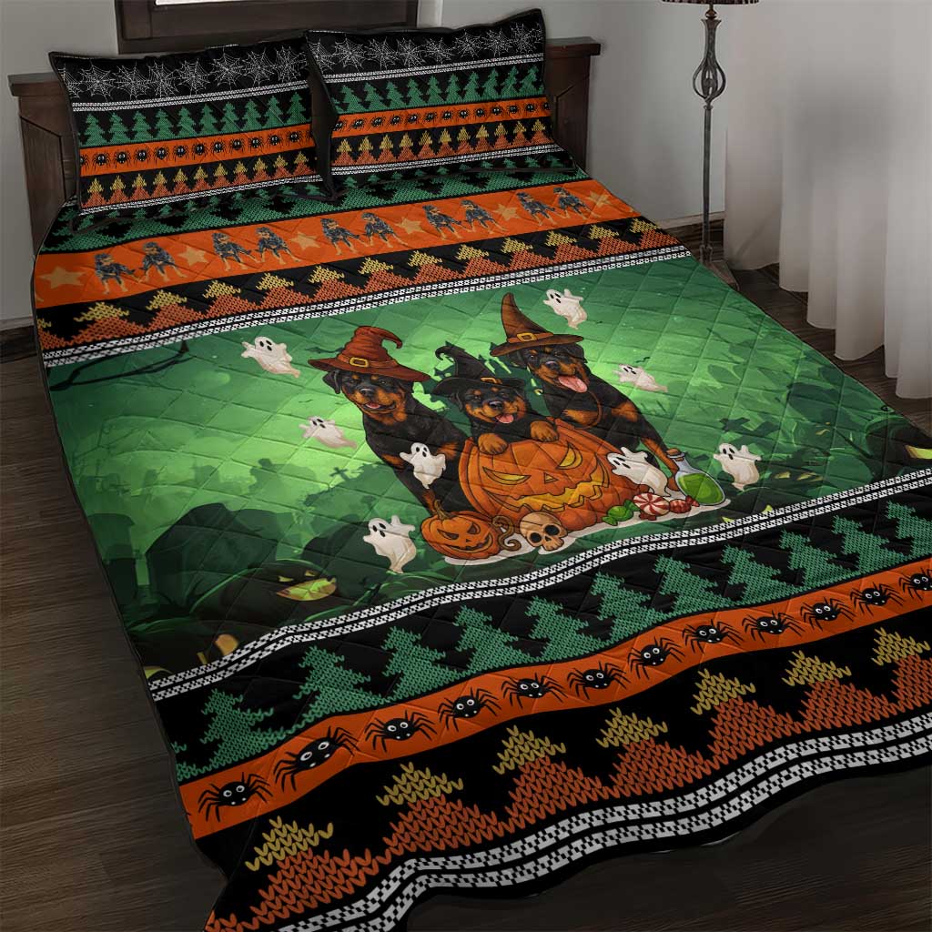 Rottweiler Christmas Quilt Bed Set Xmas Holiday Patterns - Wonder Print Shop