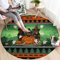 Rottweiler Christmas Round Carpet Xmas Holiday Patterns - Wonder Print Shop