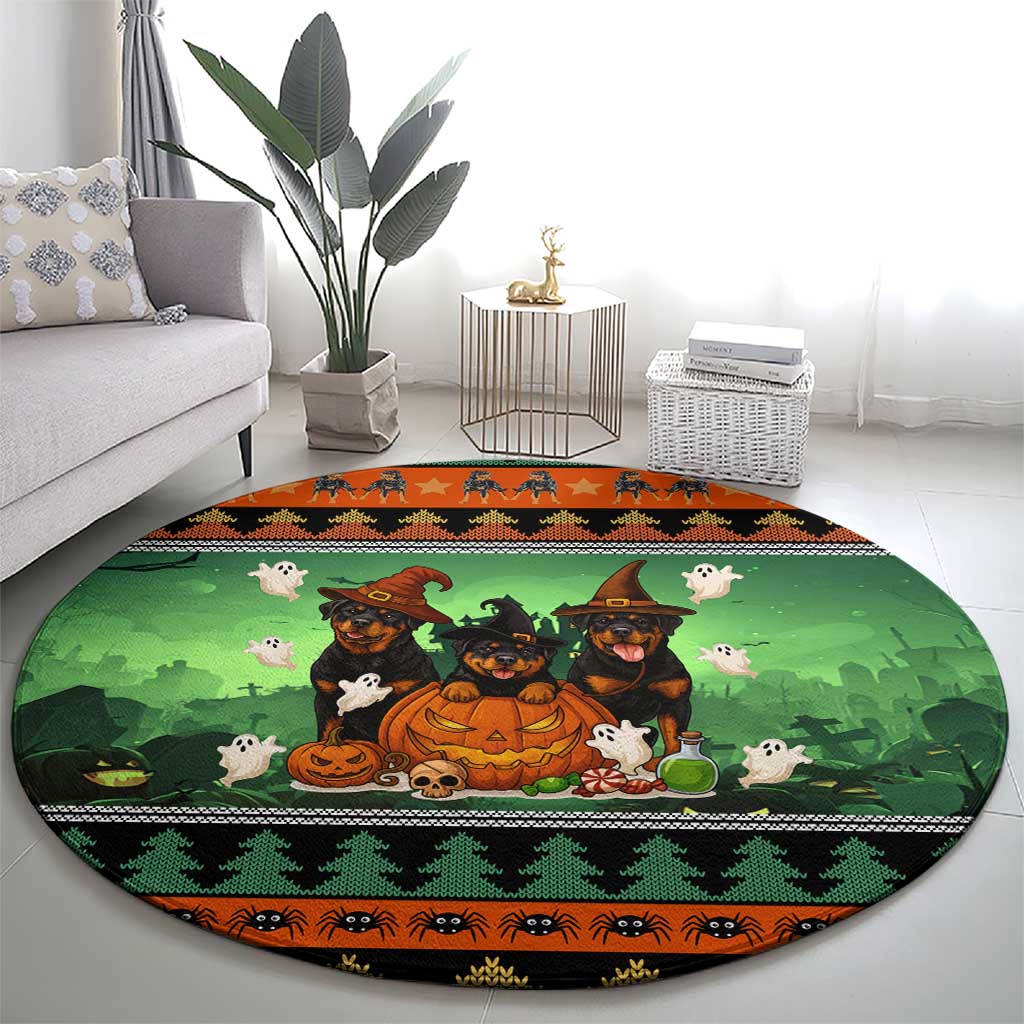 Rottweiler Christmas Round Carpet Xmas Holiday Patterns - Wonder Print Shop