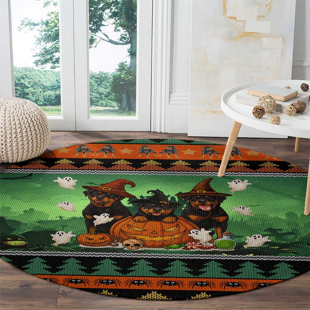 Rottweiler Christmas Round Carpet Xmas Holiday Patterns - Wonder Print Shop