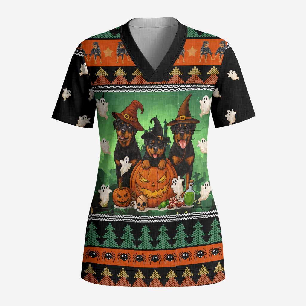 Rottweiler Christmas Scrub Top Xmas Holiday Patterns - Wonder Print Shop