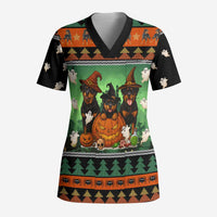 Rottweiler Christmas Scrub Top Xmas Holiday Patterns - Wonder Print Shop