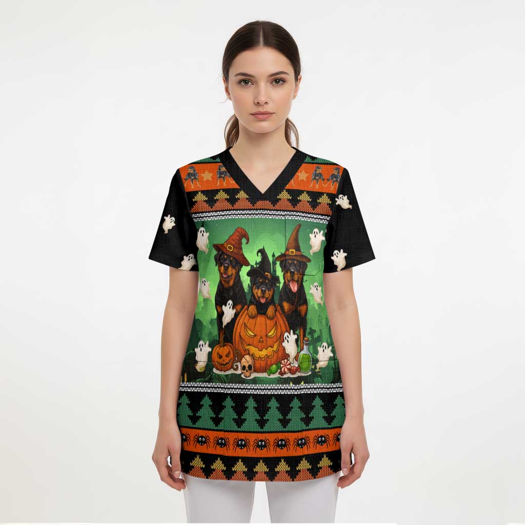 Rottweiler Christmas Scrub Top Xmas Holiday Patterns - Wonder Print Shop